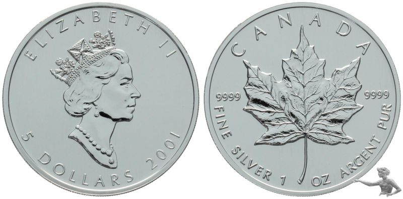 Kanada Maple Leaf 2001 - 1 Unze Feinsilber